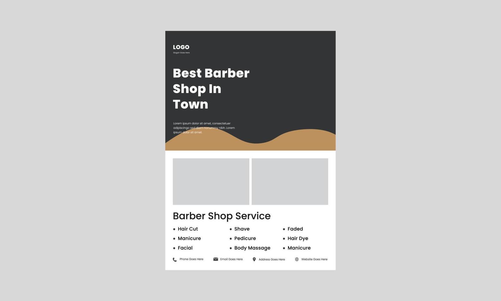 barbershop flyer design template. the best barbershop in town flyer. get a haircut today flyer design. vector