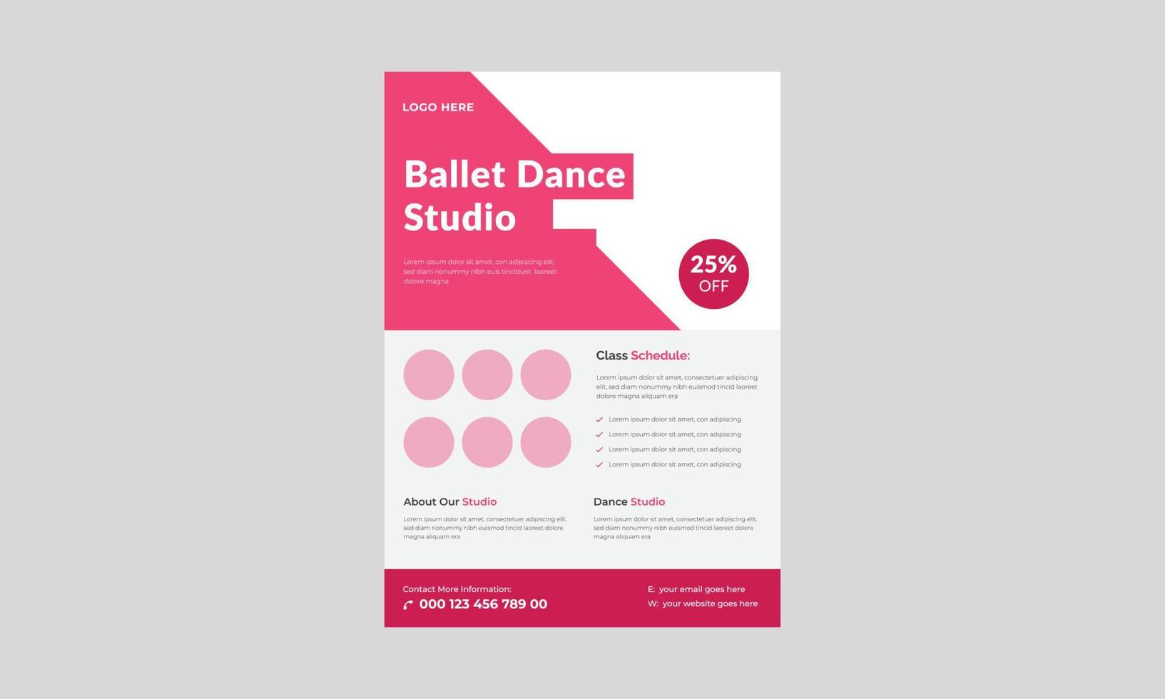 volante de estudio de baile, plantilla de volante de clase de baile para niños. diseño de carteles de clase de música para niños. vector