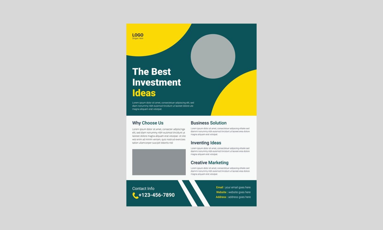 Investment flyer template design. Finance banking poster leaflet template. business investment flyer design, cover, a4 size, flyer, print ready vector