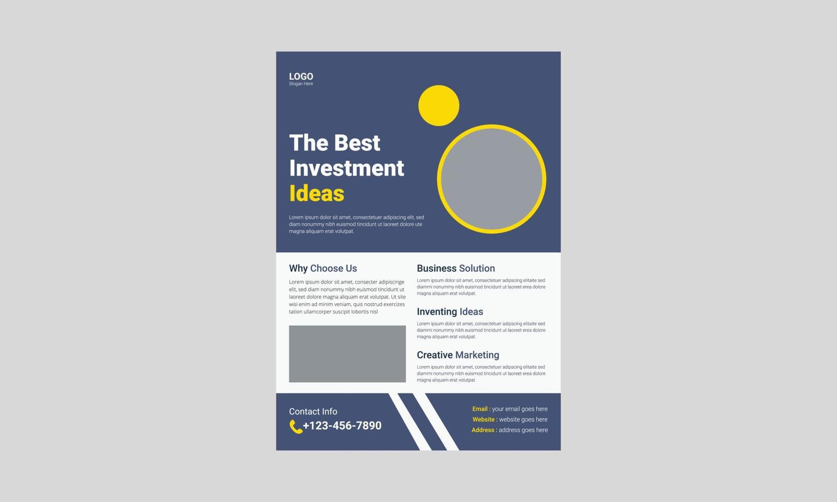 Investment flyer template design. Finance banking poster leaflet template. business investment flyer design, cover, a4 size, flyer, print ready vector