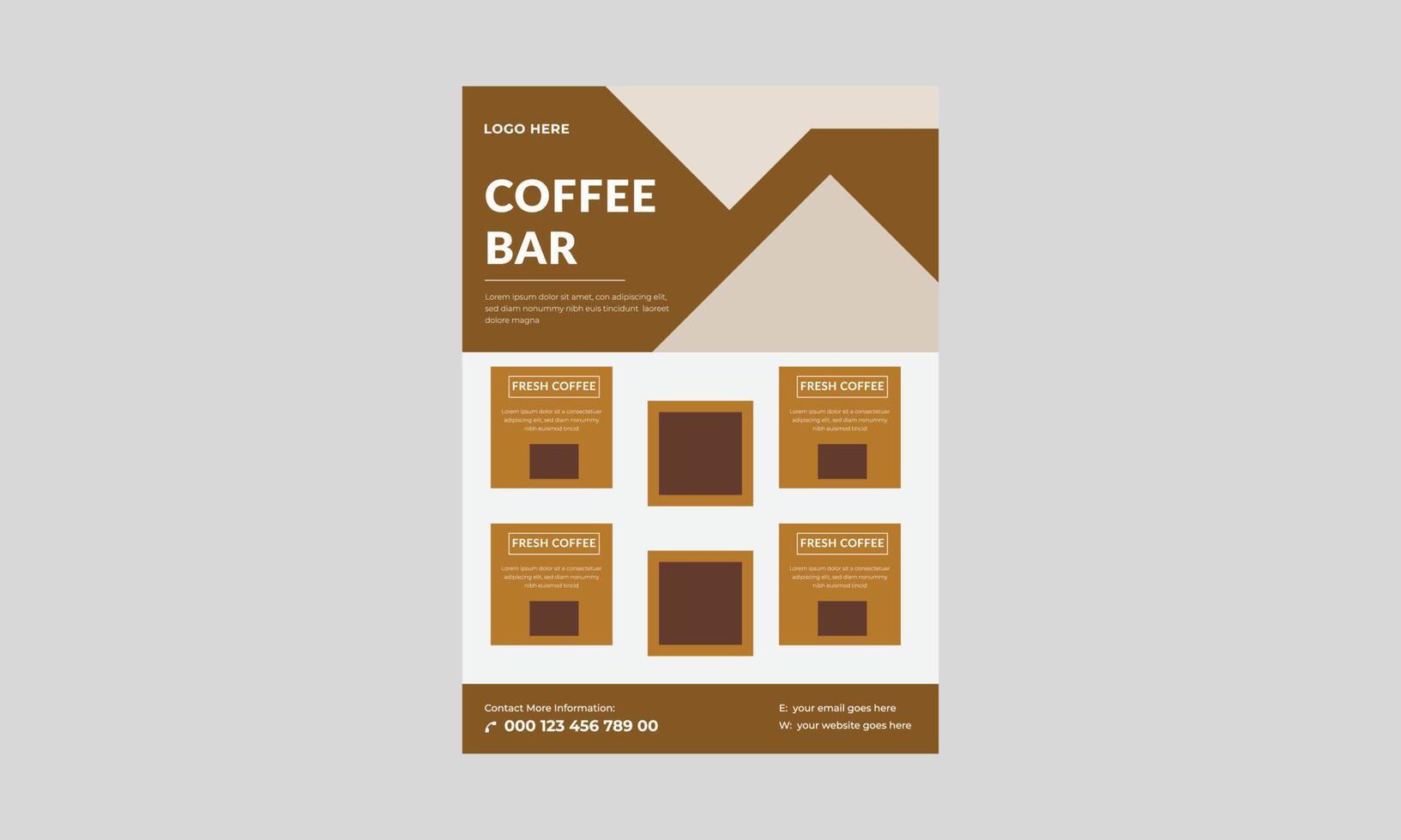 plantilla de volante de cafetería, diseño de póster de volante de promoción de café. plantilla de diseño de volante de café en la ciudad. vector