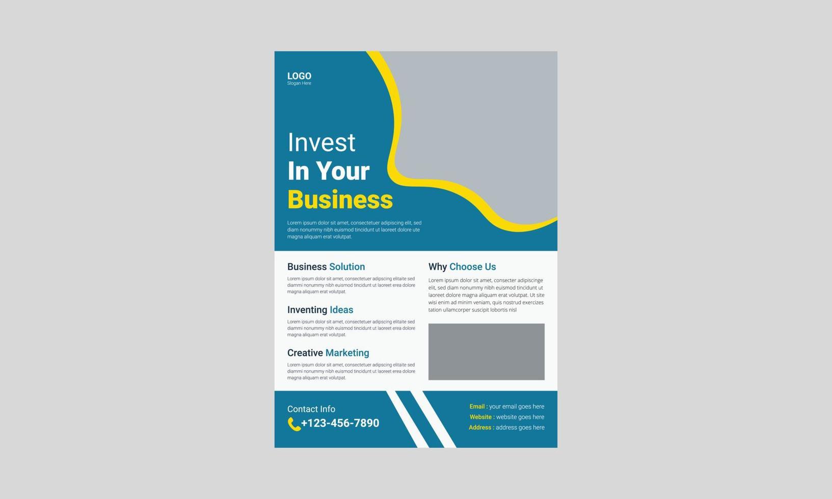 Investment flyer template design. Finance banking poster leaflet template. business investment flyer design, cover, a4 size, flyer, print ready vector