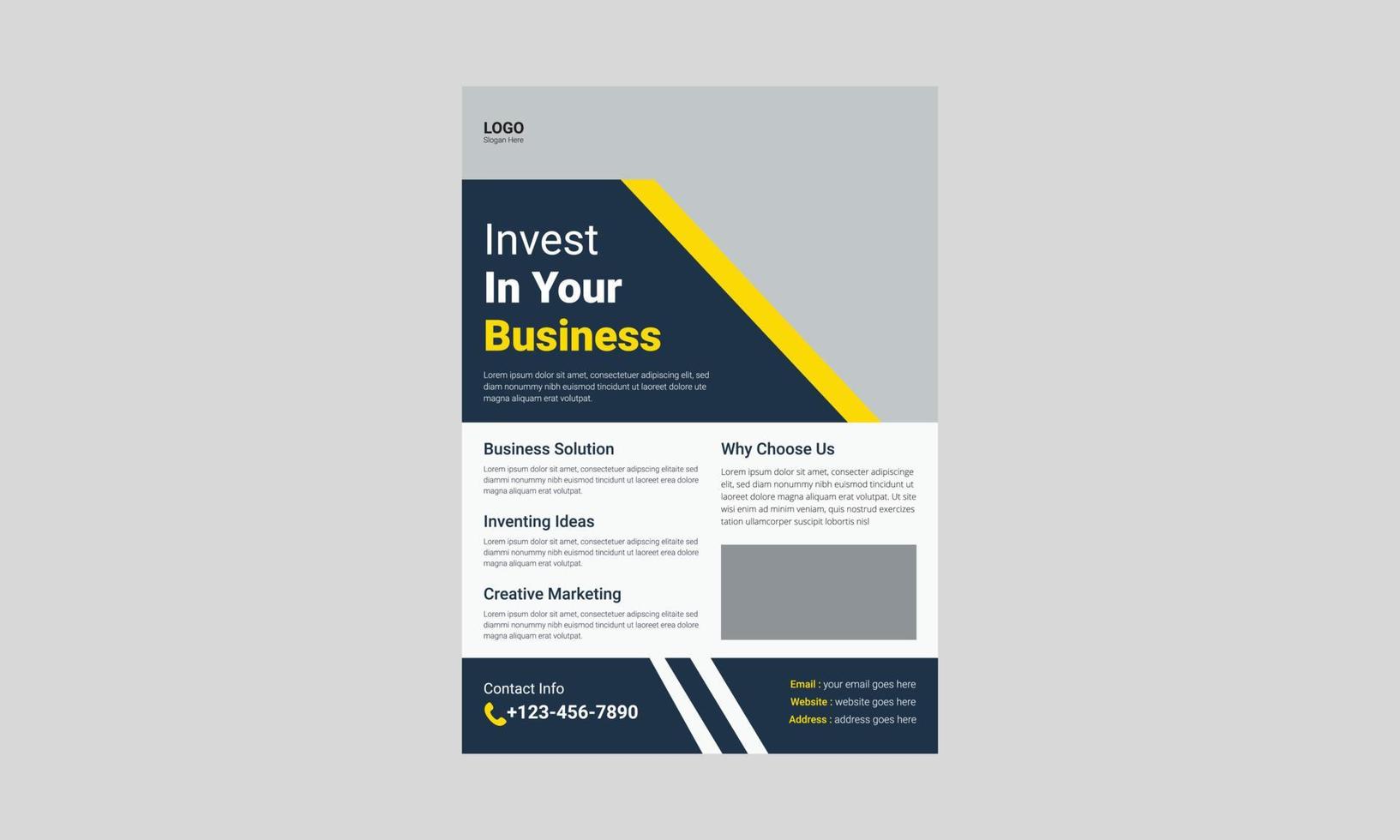 Investment flyer template design. Finance banking poster leaflet template. business investment flyer design, cover, a4 size, flyer, print ready vector