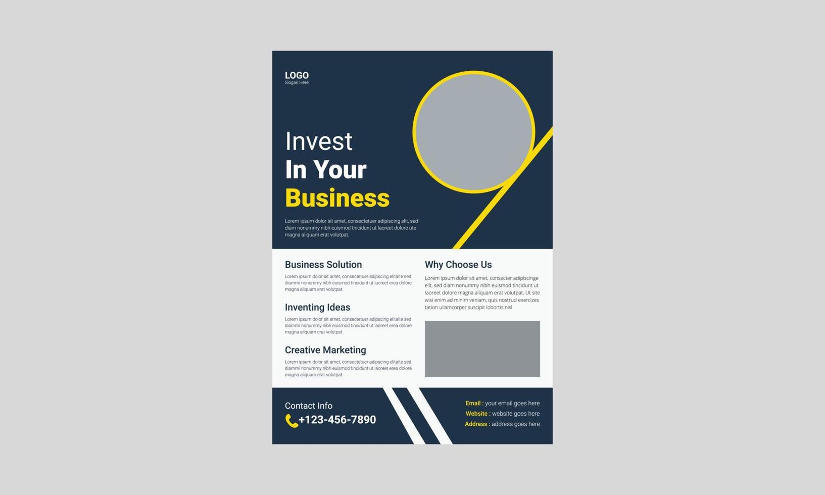 Investment flyer template design. Finance banking poster leaflet template. business investment flyer design, cover, a4 size, flyer, print ready vector