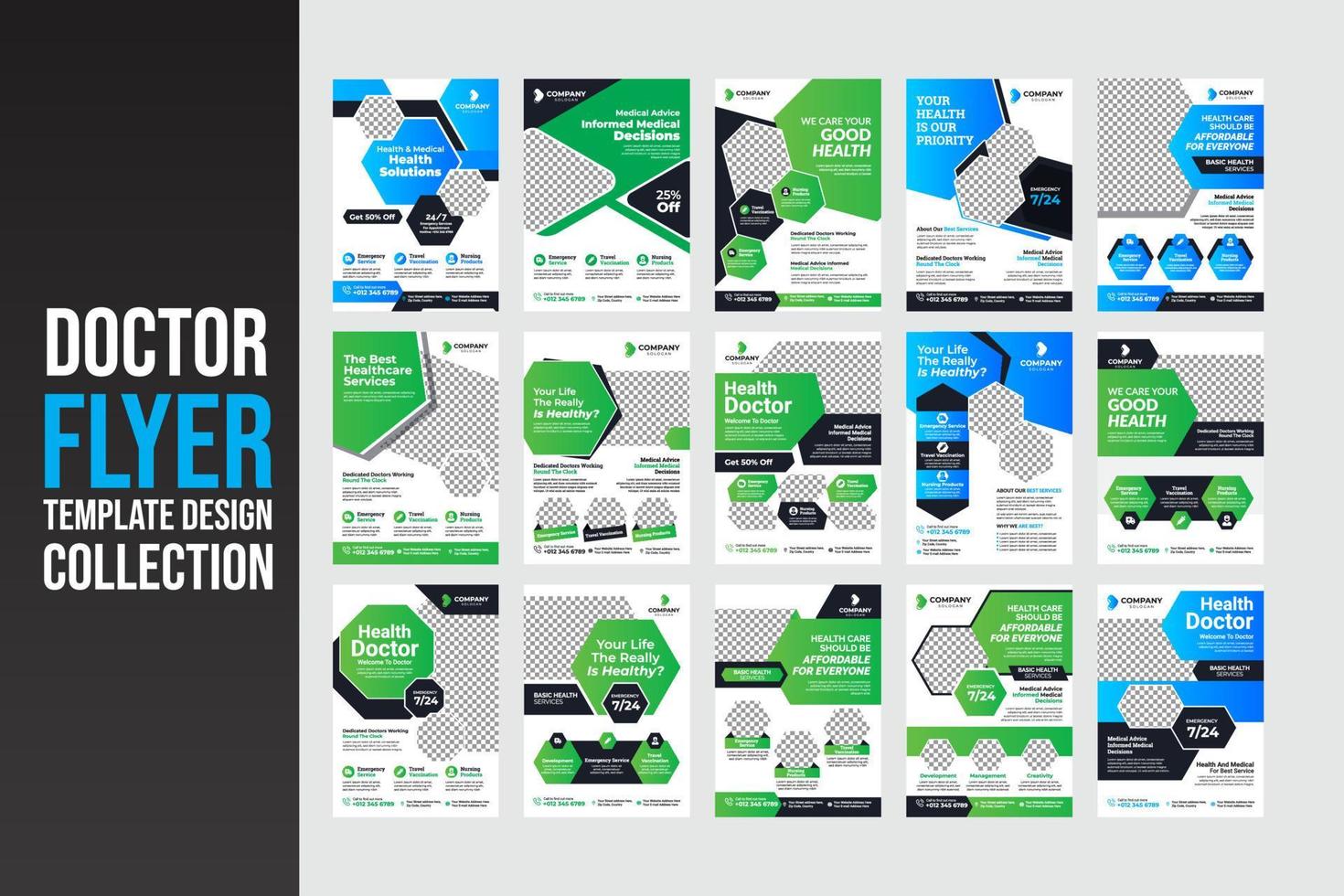 Medical Healthcare Flyer Template Poster, Leaflet design Bundle vector