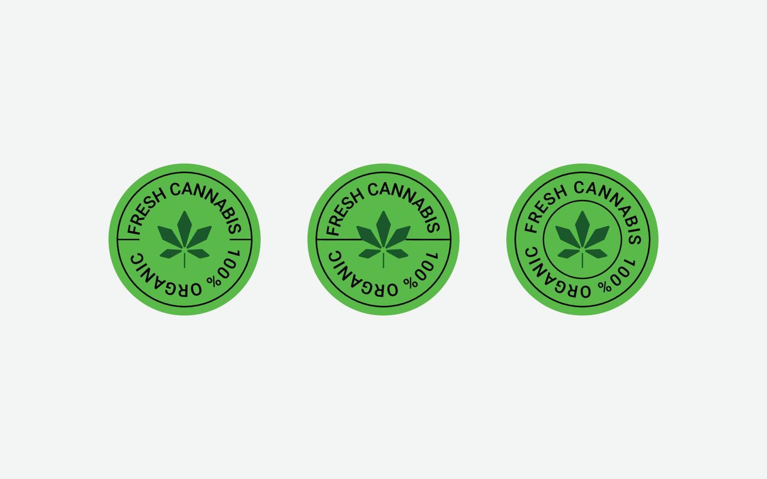 conjunto de sellos vectoriales de marihuana o cannabis o cáñamo, té de plantillas de forma circular. elemento de diseño, publicidad, embalaje de productos cbd vector