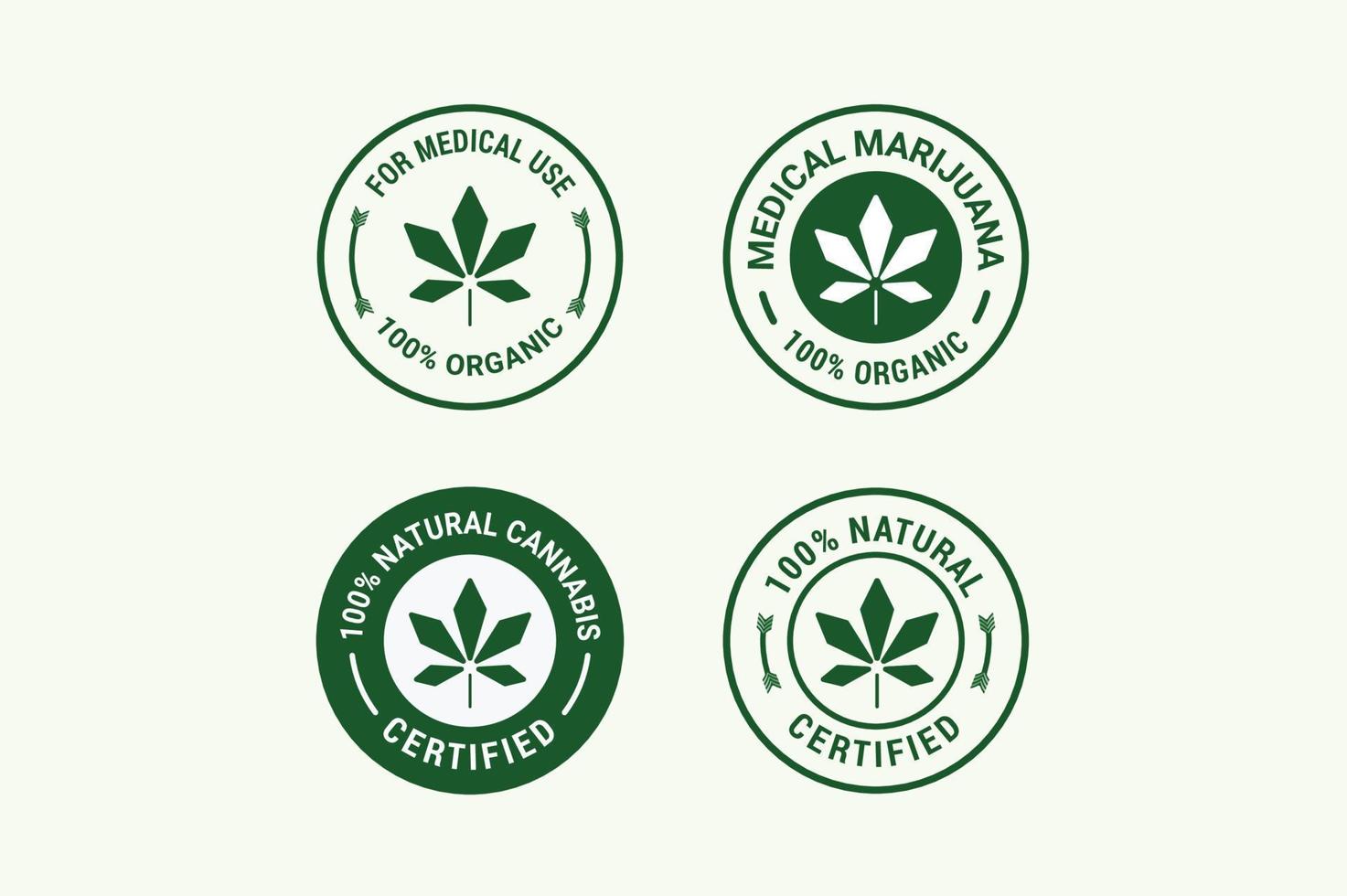 Marijuana or cannabis or hemp vector logo set