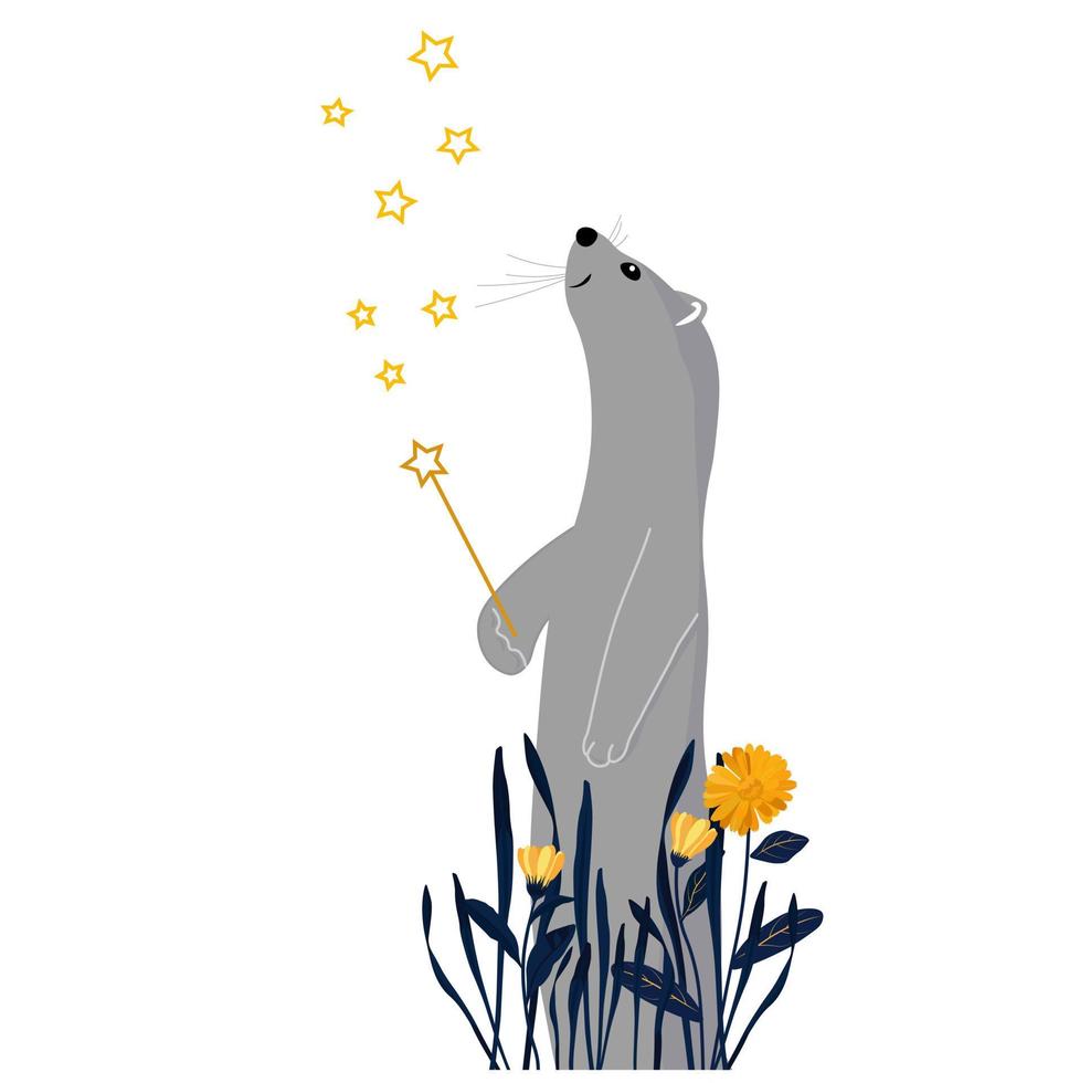 Sable with a magic wand, stock vector illustration. pet weasel in flowers. A fabulous ferret. Children's poster for baby's bedroom isolated on a white background. 6350485 Vector Art at Vecteezy Sable with a magic wand, stock vector illustration. pet weasel in flowers. A fabulous ferret. Children's poster for baby's bedroom isolated on a white background. 6350485 Vector Art at Vecteezy