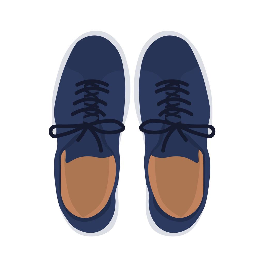 Ilustración de stock vectorial de zapatos de hombre. un póster de un par de zapatillas para un adolescente. un par de zapatos de cuero azul. mocasines de ante Aislado en un fondo blanco. vector