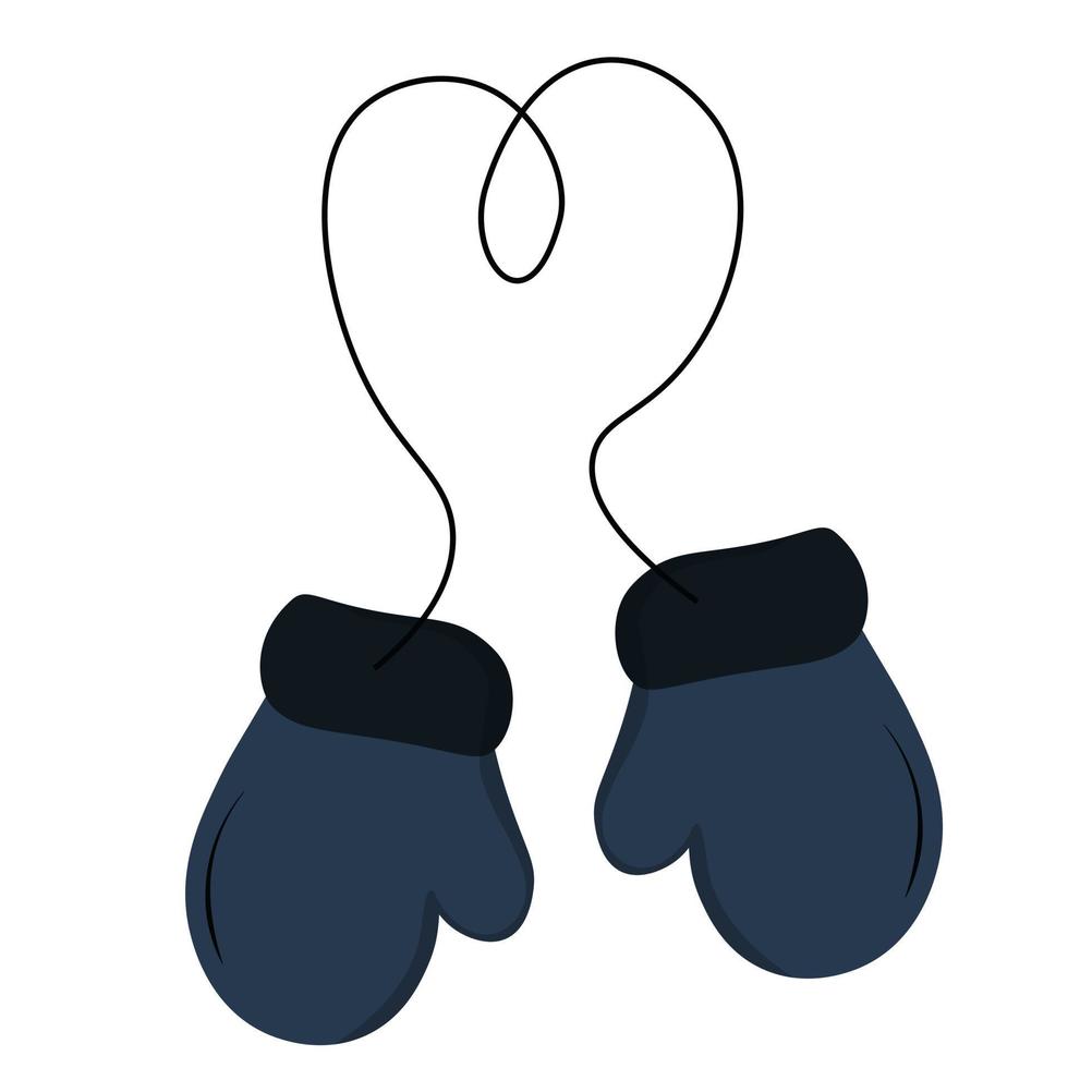 Mittens vector stock illustration. Doodle. Gloves on strings. Isolated on a white background. Close-up of gloves , winter clothing for hands. Warm accessories for walking on the street