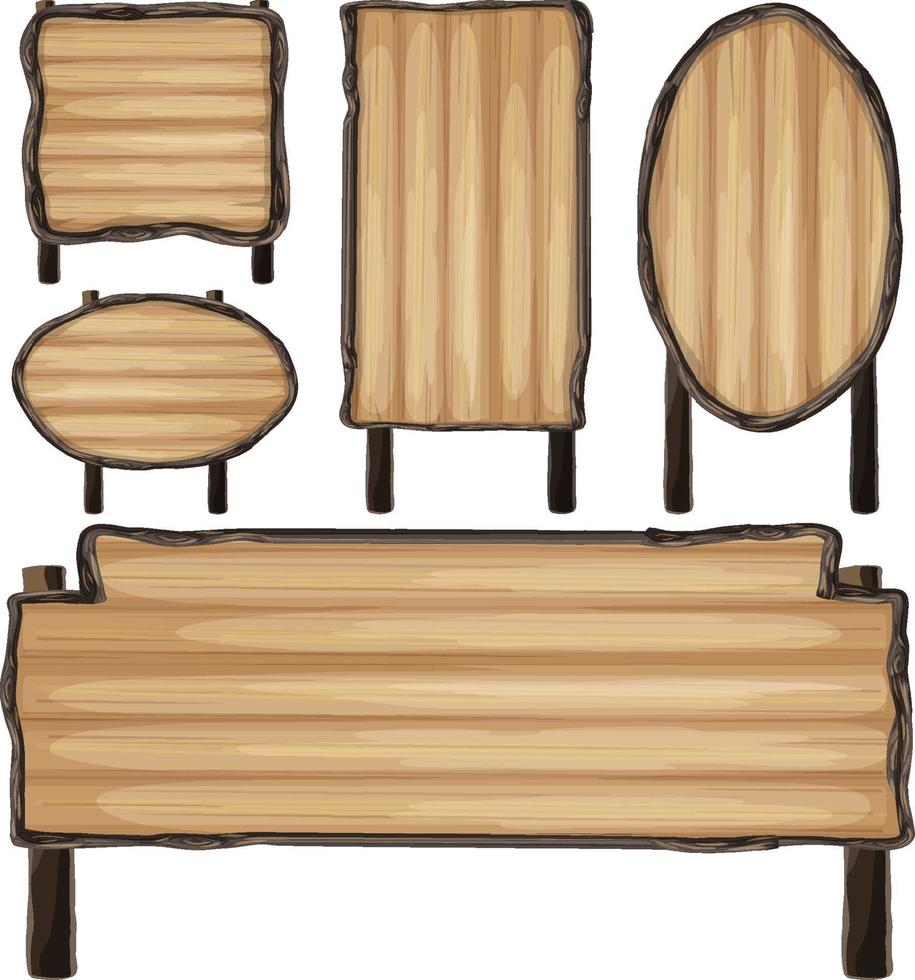 conjunto de banner de letrero de madera vector