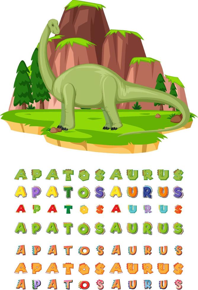 diseño de fuente para apatosaurio vector