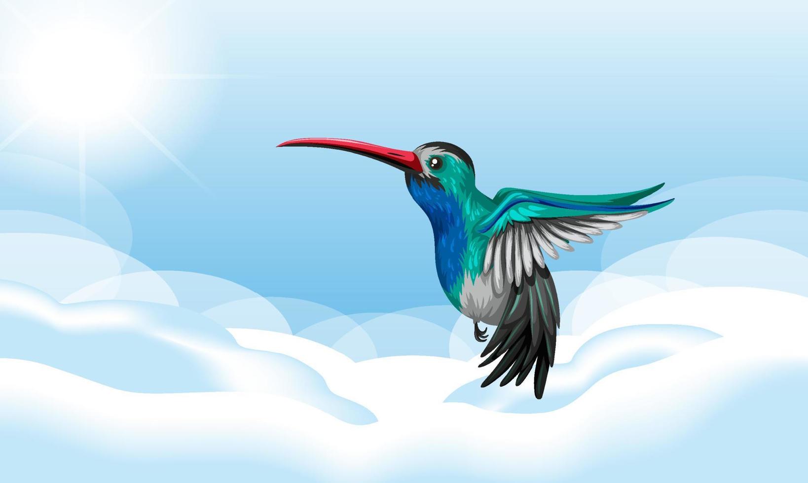 Hummingbird flying in the sky vector