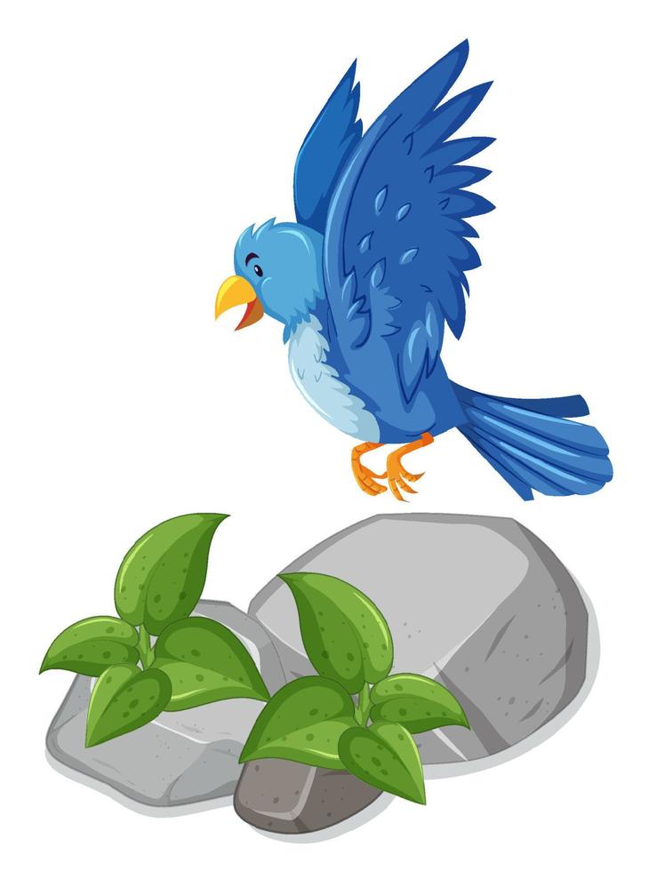 Blue bird flapping wings vector