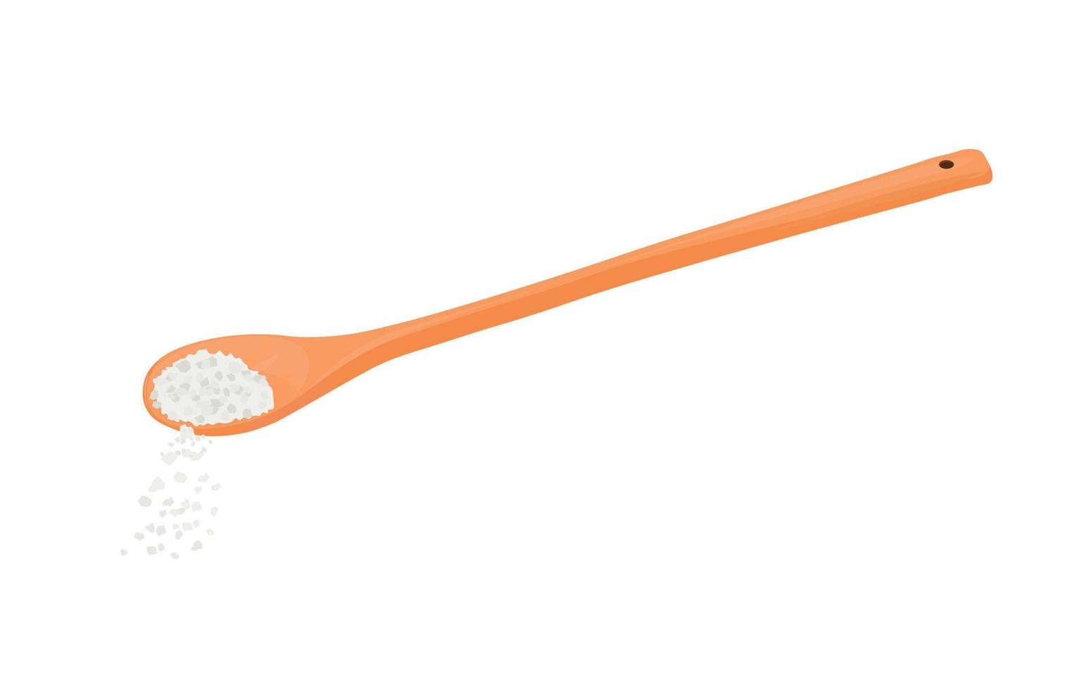 A spoonful of salt vector stock illustration. Cooking recipe. Add 1 teaspoon of sugar. Close-up. Isolated on a white background.