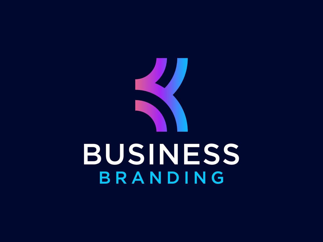 Abstract Initial Letter K Logo. Blue Gradient Geometric Arrow Style. Usable for Business and Technology Logos. Flat Vector Logo Design Template Element.