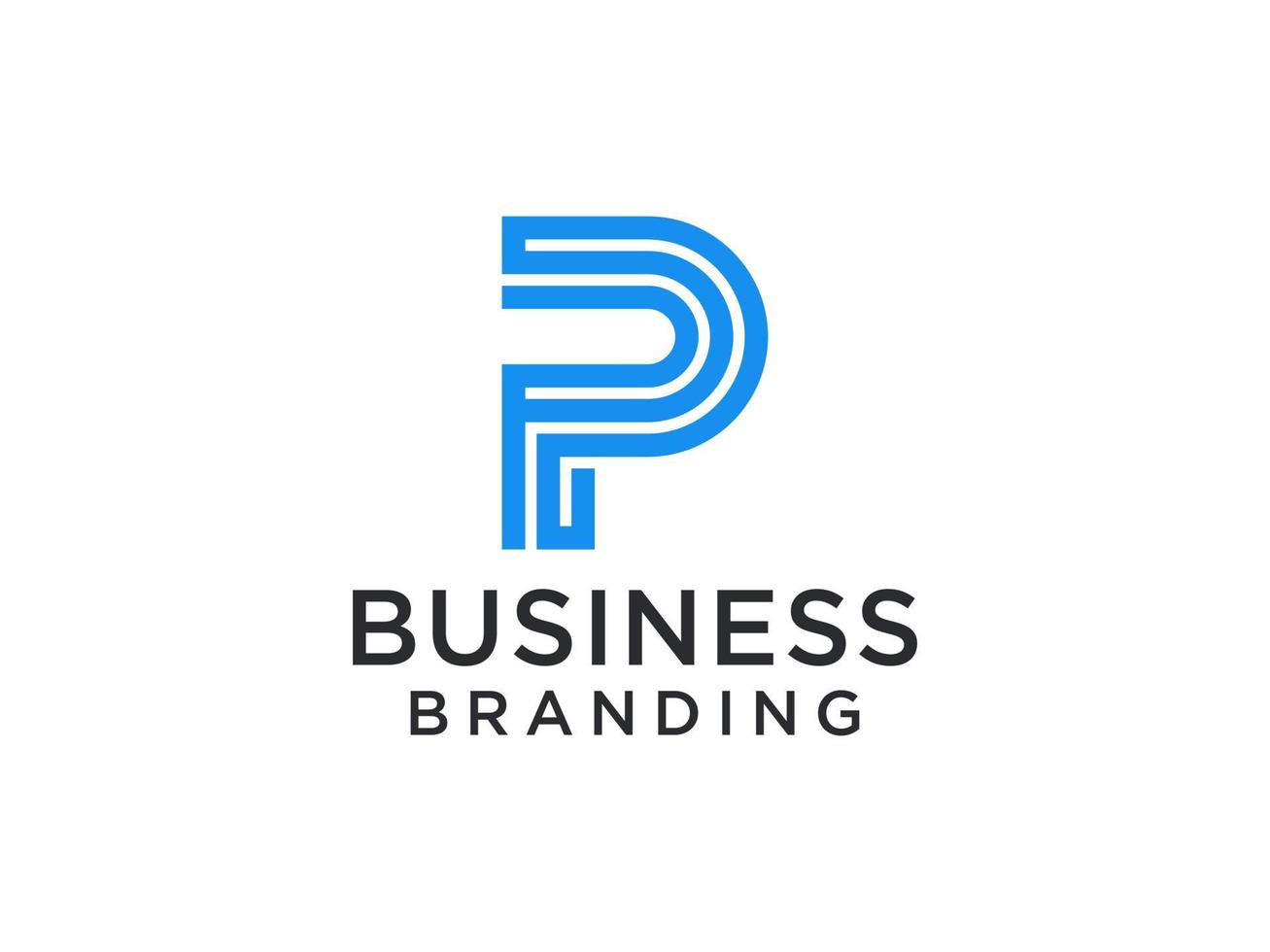 logotipo inicial abstracto de la letra p. forma geométrica blanca aislada sobre fondo blanco. utilizable para logotipos comerciales y de marca. elemento de plantilla de diseño de logotipo de vector plano.