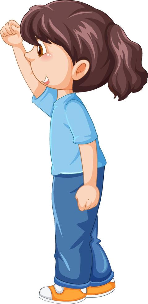A girl standing and cheer on white background vector