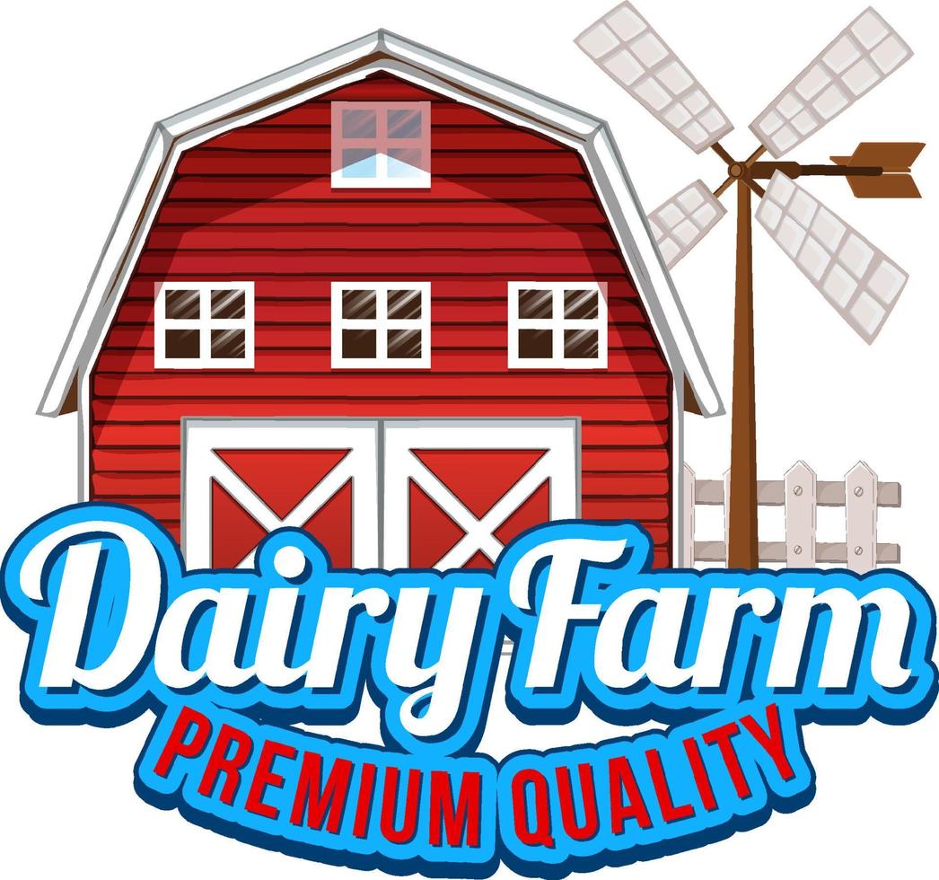 A Barn with a Dairy farm label vector