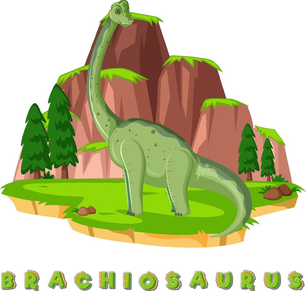 Dinosaur wordcard for brachiosaurus vector