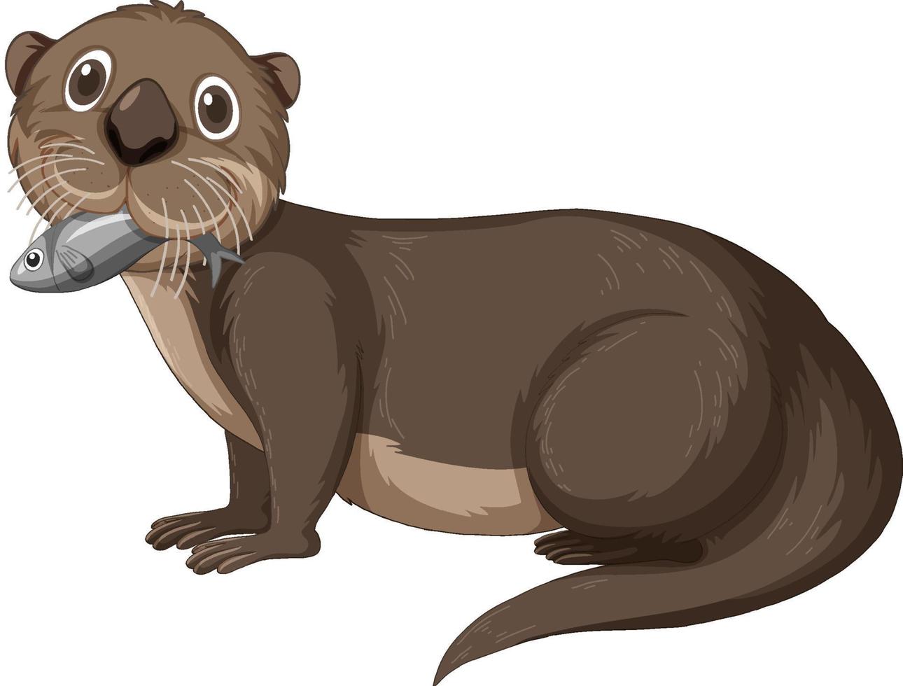 Otter catching fish cartoon character vector