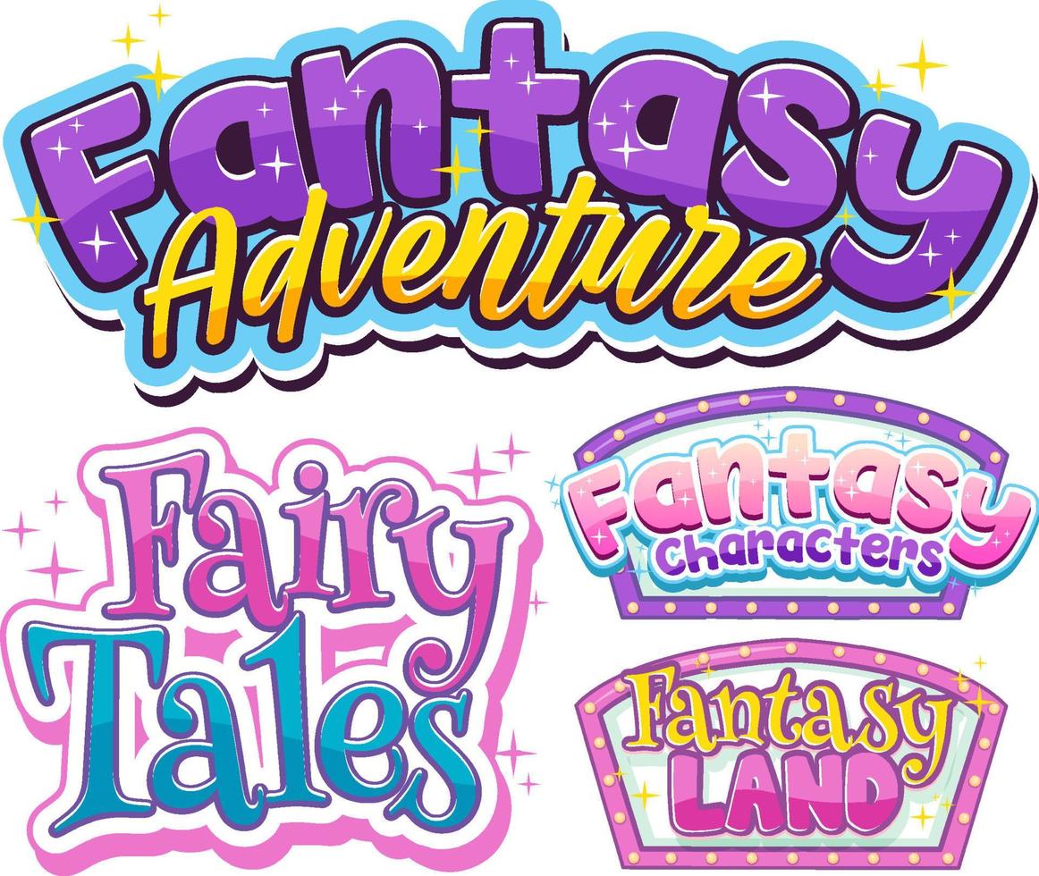 Set of fantasy fairy tales word banners vector