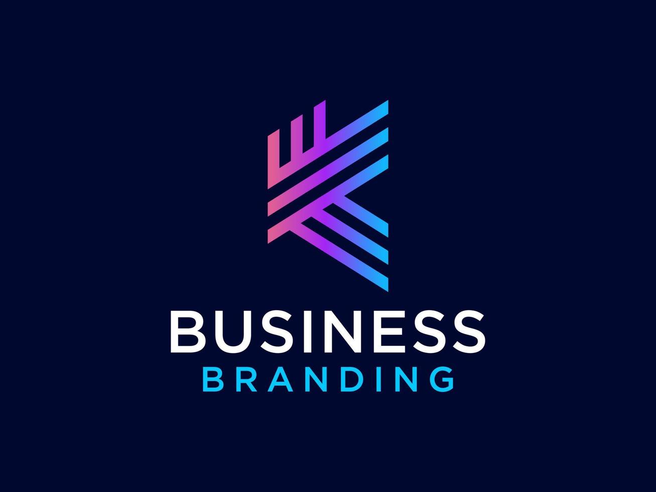 Abstract Initial Letter K Logo. Blue Gradient Geometric Arrow Style. Usable for Business and Technology Logos. Flat Vector Logo Design Template Element.
