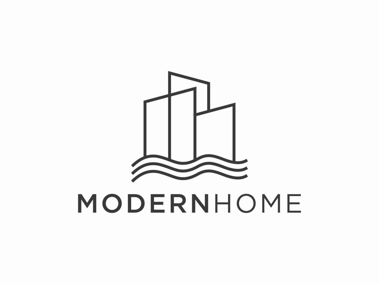 Diseño de logotipo de arquitectura de edificio moderno simple con gráfico de rascacielos de arte lineal vector