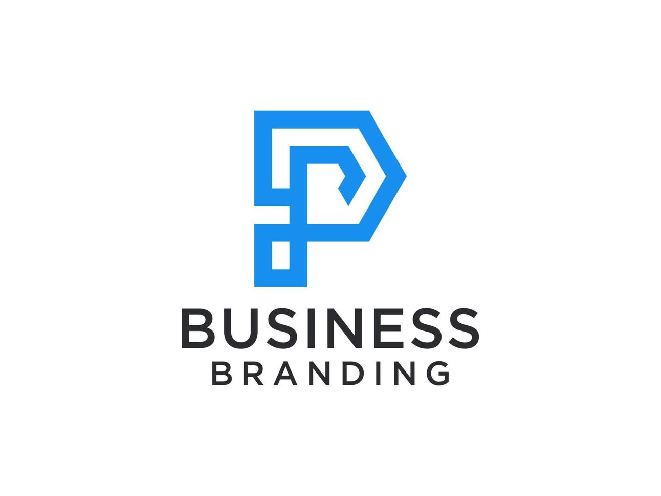Abstract Initial Letter P Logo. White Geometric Shape isolated on White Background. Usable for Business and Branding Logos. Flat Vector Logo Design Template Element.