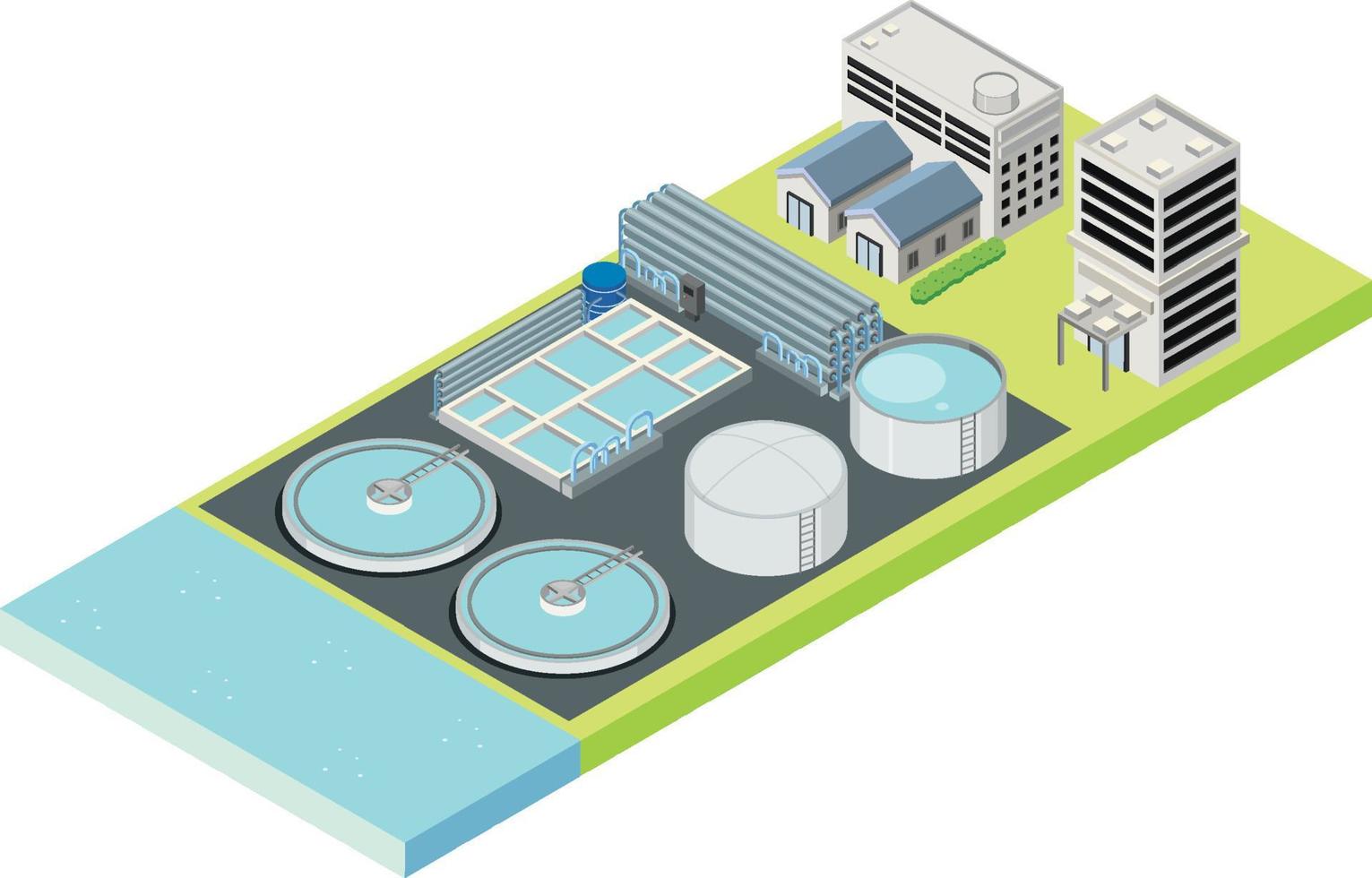 Isometric industrial area of desalination plant vector