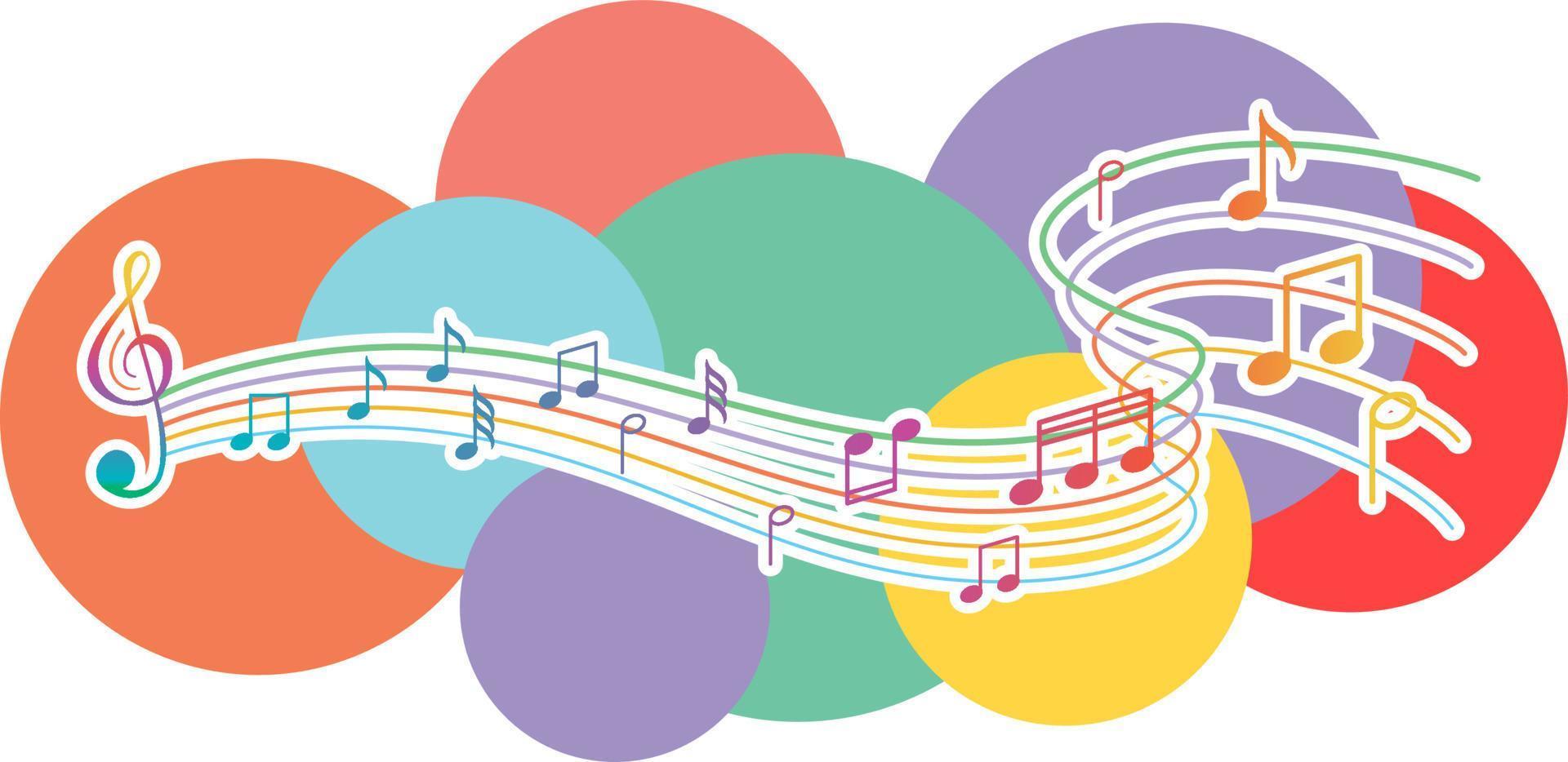 Music notes rainbow colourful on white background vector