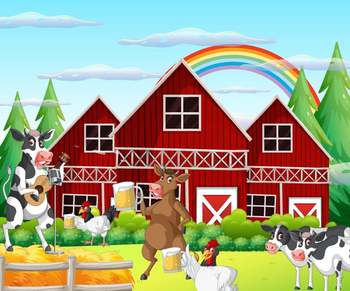 Scene with farm animal on the farm vector