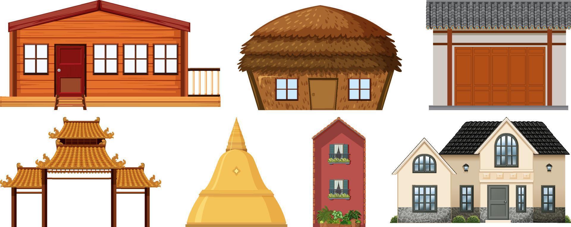 Different designs of buildings vector