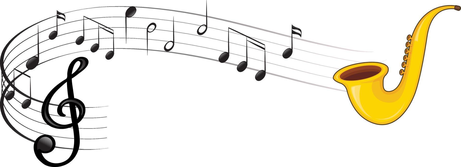 A saxophone with musical notes on white background vector