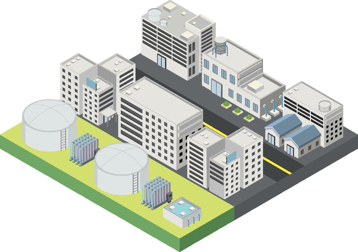 área industrial isométrica de la planta desalinizadora vector