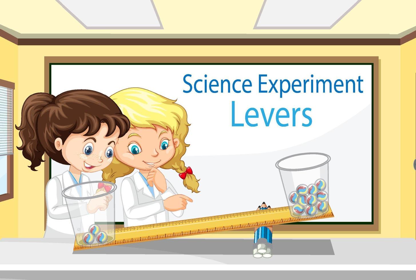 Science concept with levers experiment vector