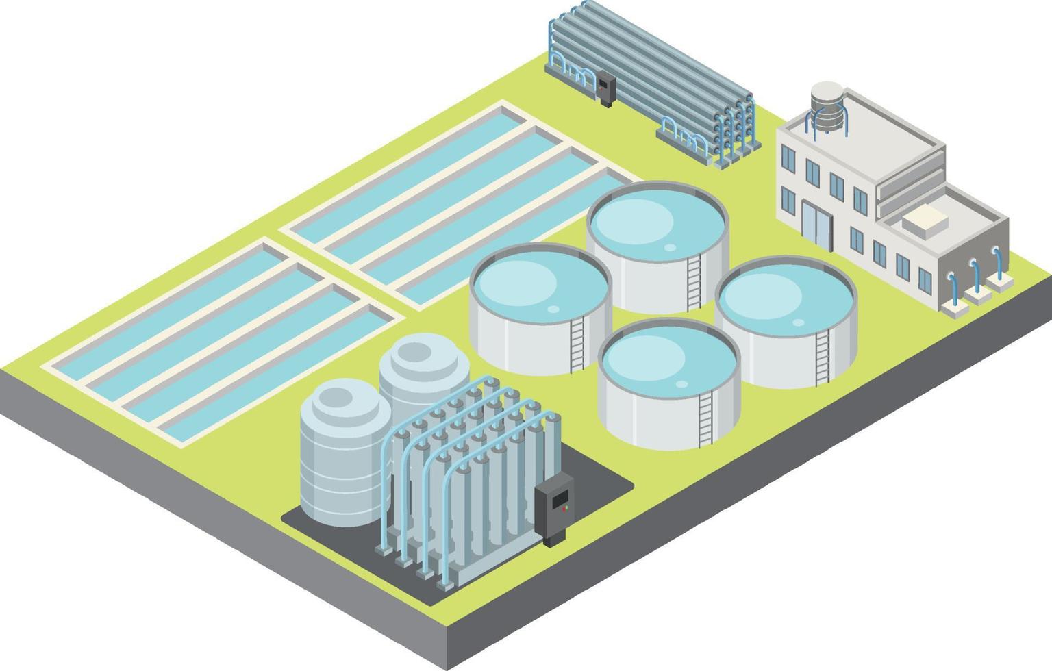 Isometric industrial area of desalination plant vector