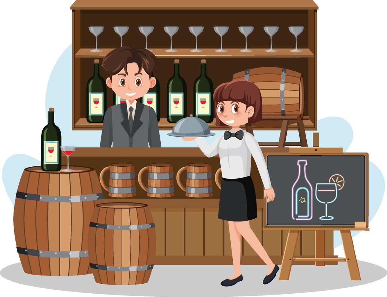 Market stall concept with wine shop stall vector