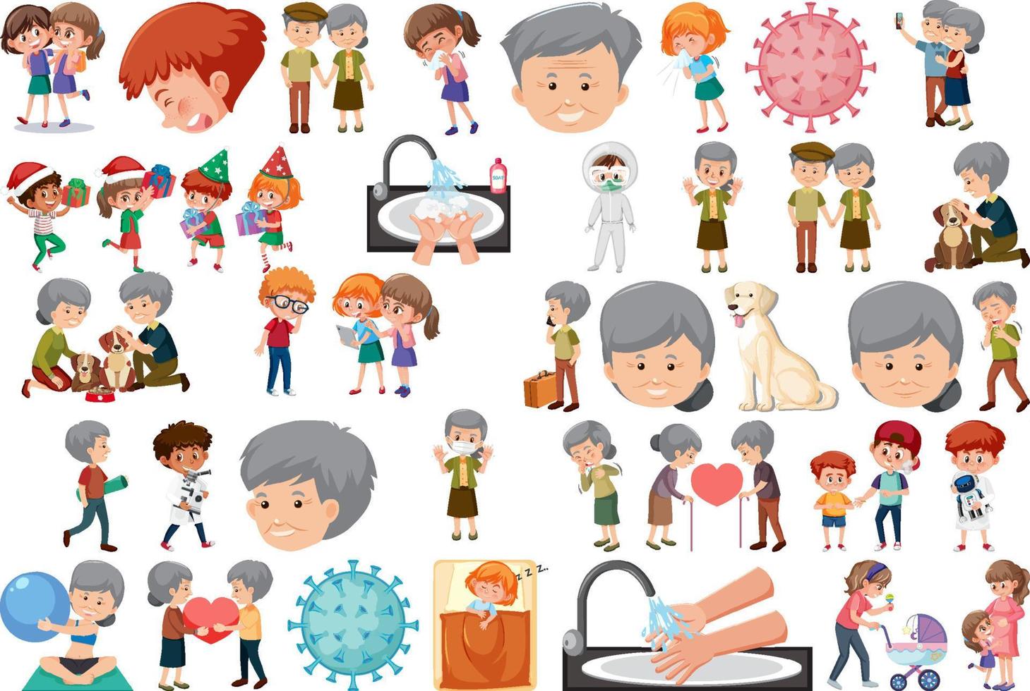 Set of different activities people in cartoon style vector