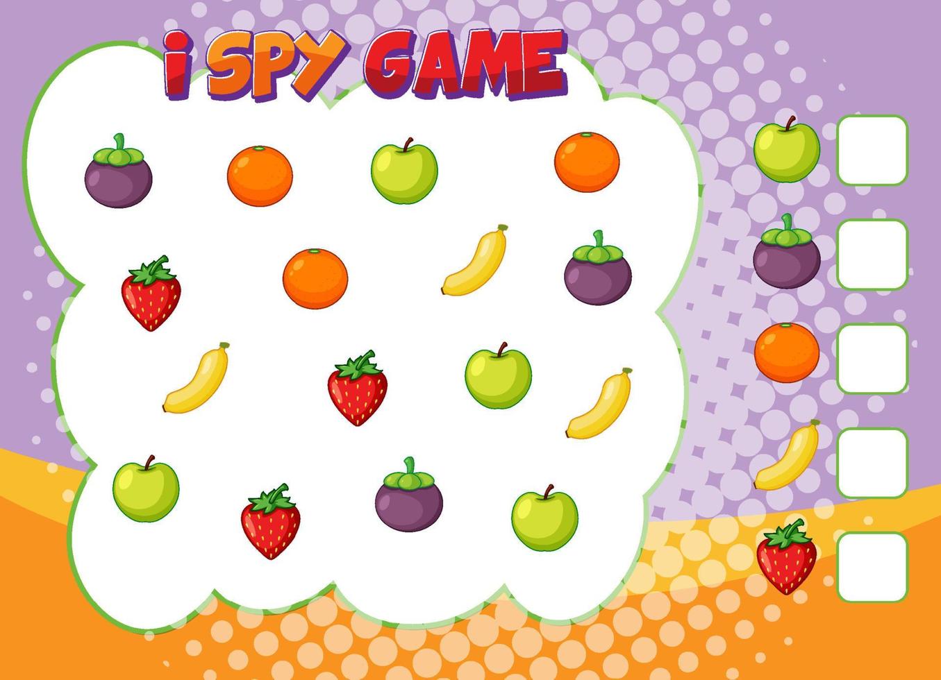 plantilla de juego de conteo matemático de fruta vector