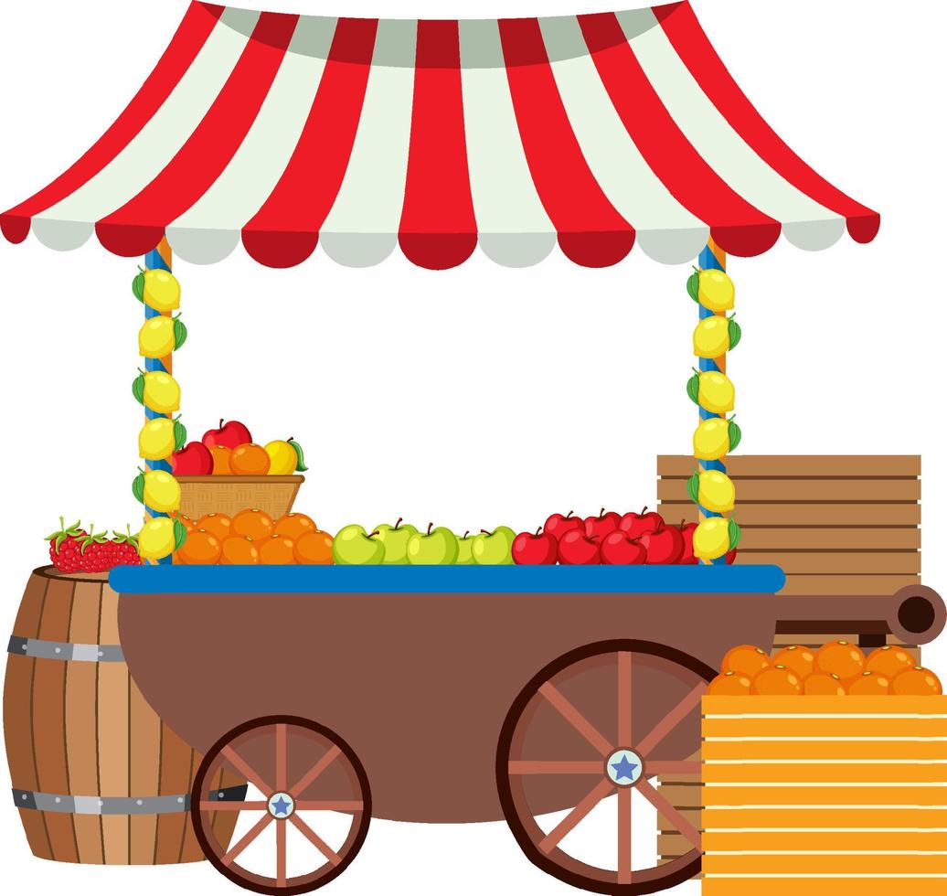 concepto de carrito de comida callejera con carrito de frutas vector