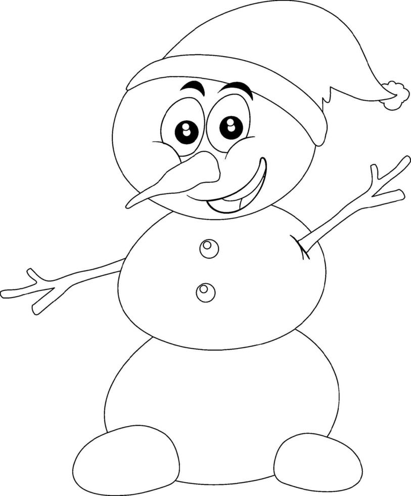 Snowman doodle outline for colouring vector