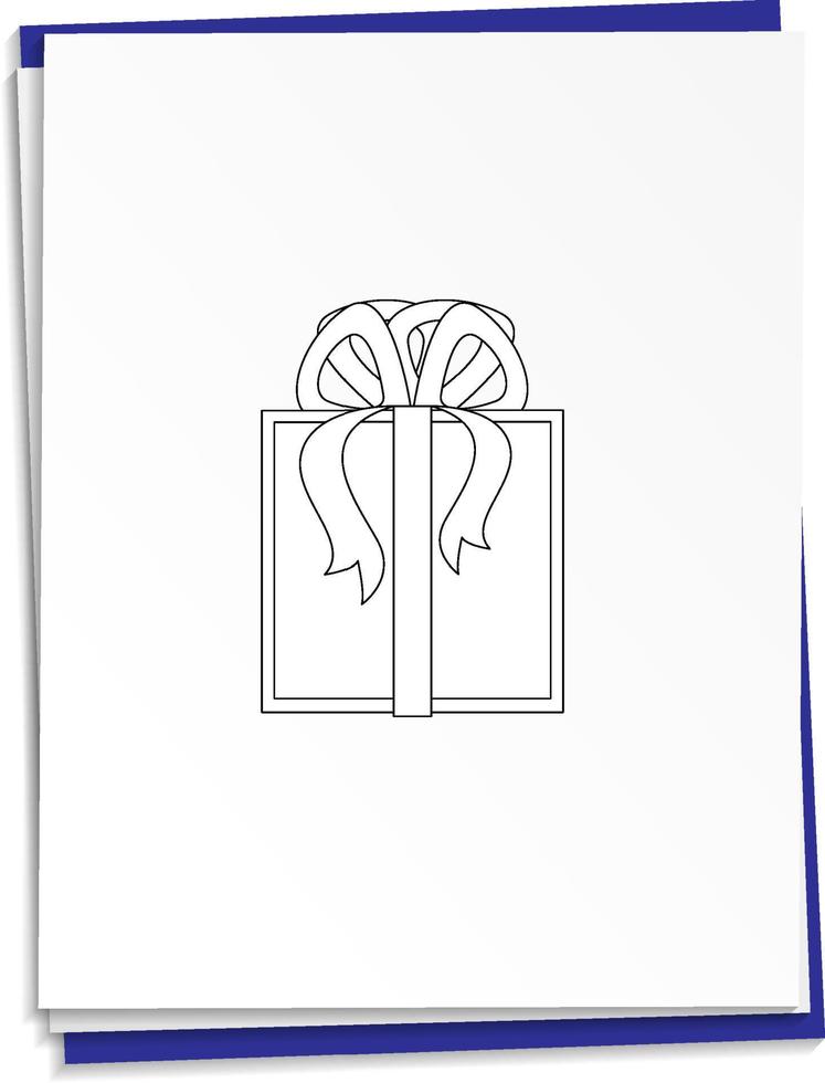 Hand drawn present on paper vector