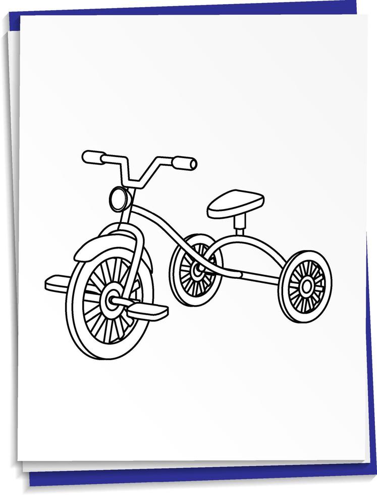 Hand drawn bicycle on paper vector