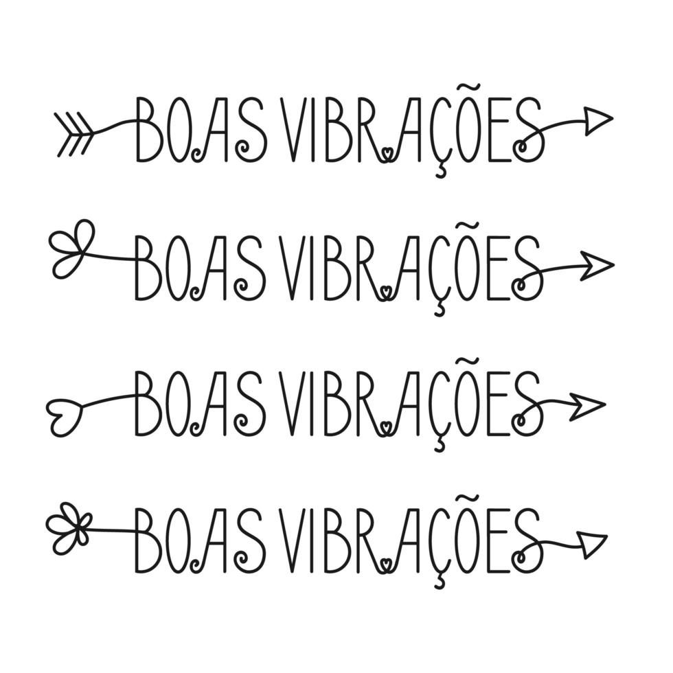 Three good vibes arrows in Brazilian Portuguese. Translation - Good vibes. vector