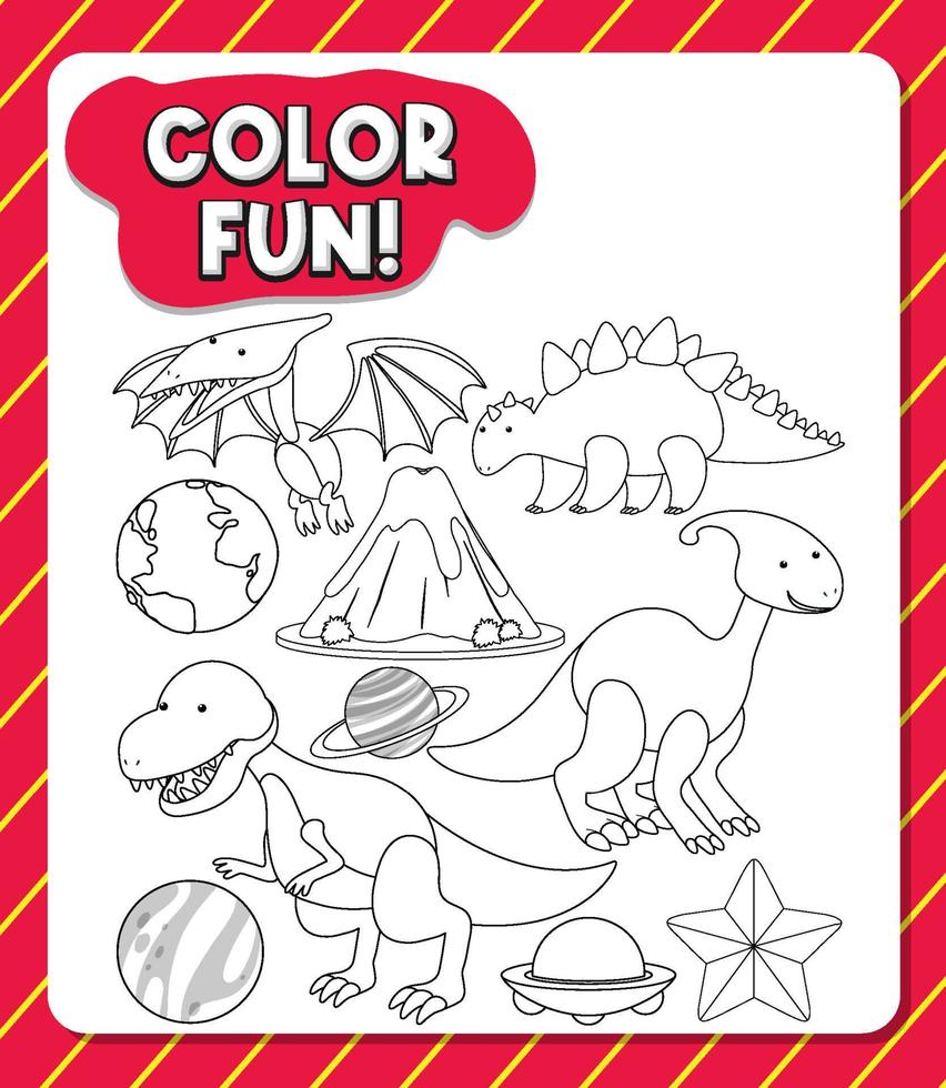 Worksheets template with color fun text vector