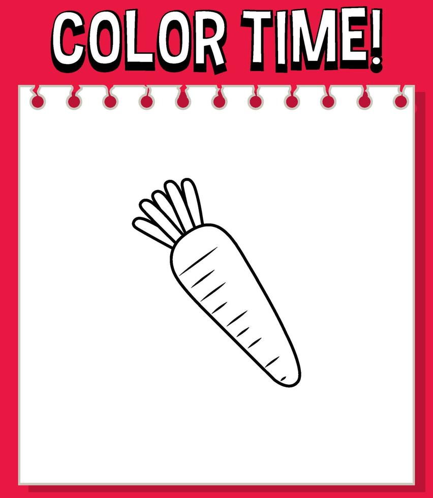 Worksheets template with color time text and carrot outline vector