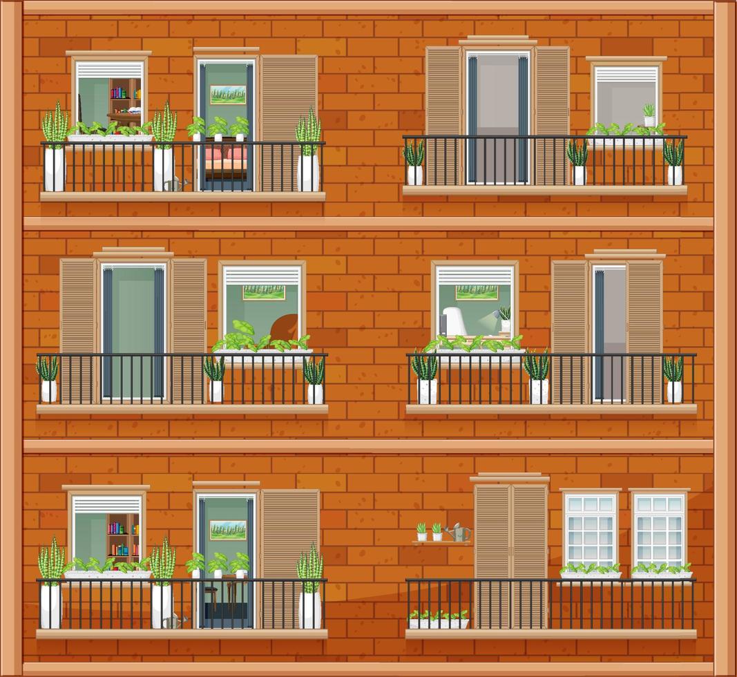 edificio de apartamentos con ventanas vector