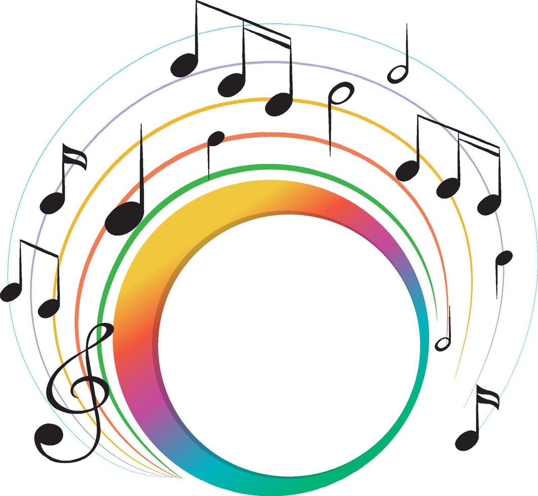 Banner music notes colourful on white background vector