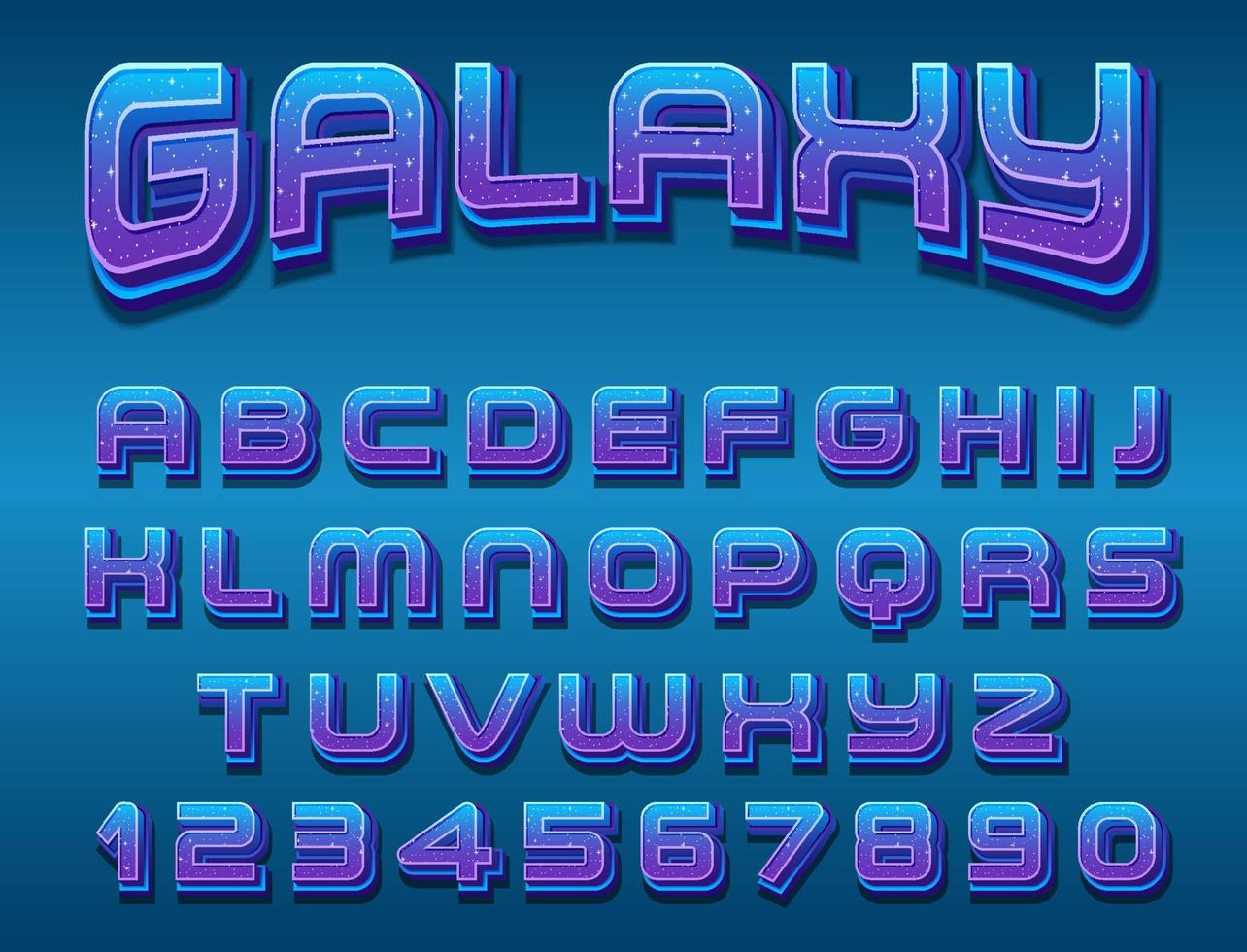 A set of English alphabet space font vector